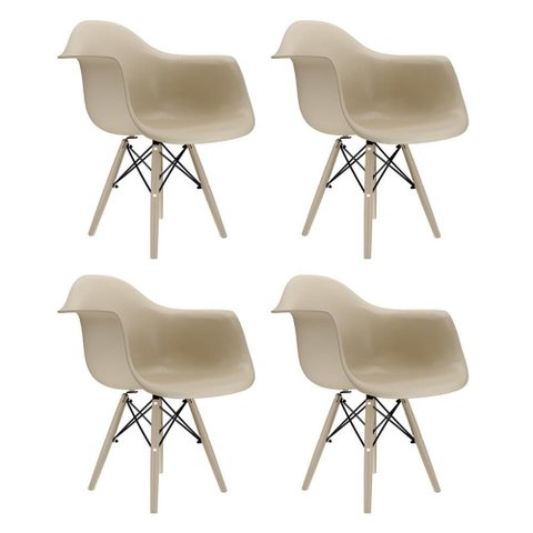 Kit 4 Cadeiras Arm Dsw Injetado Fendi para Sala de Jantar e Cozinha