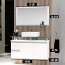 Ver imagem 2 de Gabinete Banheiro Diamante 80 Cm Armário com Espelheira, Cuba e Tampo de Vidro Temperado:branco