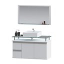 Ver imagem 3 de Gabinete Banheiro Diamante 80 Cm Armário com Espelheira, Cuba e Tampo de Vidro Temperado:branco