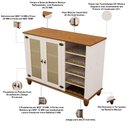 Ver imagem 6 de Kit Aparador Buffet Adega 135cm com Cristaleira 2 Portas Vidro Alegra S05 Off White Nogueira - Lyam