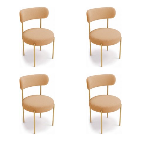 Cadeira Sala de Jantar Margara Kit 4 Base Aço Dourado Bouclê D03 - D'Rossi