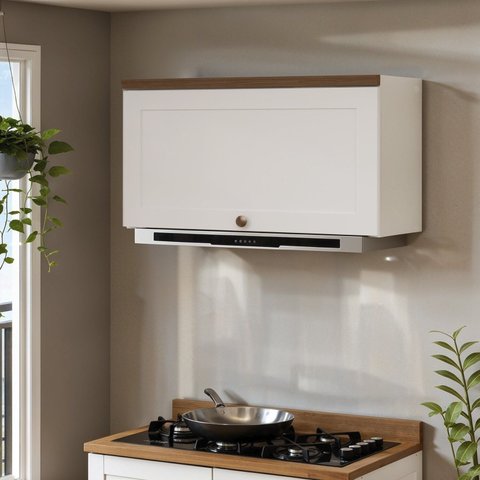Aéreo Basculante para Cozinha 70cm Provençal Americano 100% MDF Iluminata Branco