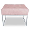 Ver imagem 3 de Puff Lisa Suede Rosa Bebê Base Metálica Industrial Prata