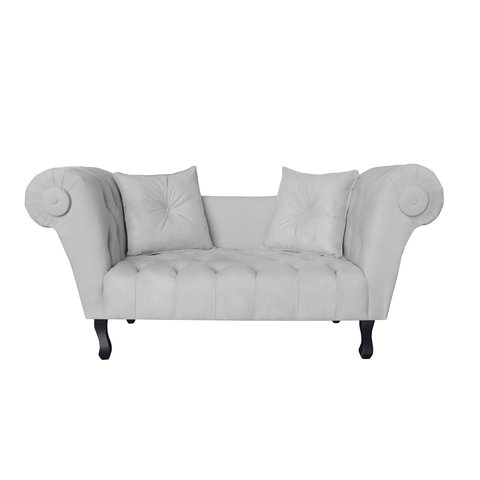 Recamier Decorativo Divã Dubai Couro Branco Pés Madeira Mz Decor