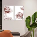 Ver imagem 2 de Kit 2 Quadros Fotografias Modernas Flores Rosê 24x18cm:moldura Branca
