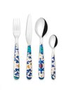 Ver imagem 1 de Jogo de Talheres 24 Peças Flower & Lemon - Inox Cirúrgico Austenítico - Azul Mediterrâneo - Guzz