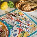Ver imagem 2 de Jogo de Talheres 24 Peças Flower & Lemon - Inox Cirúrgico Austenítico - Azul Mediterrâneo - Guzz