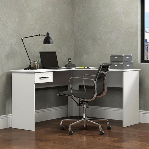 Mesa para Escritório Escrivaninha de Canto 1 Gaveta Menu Móveis Branco