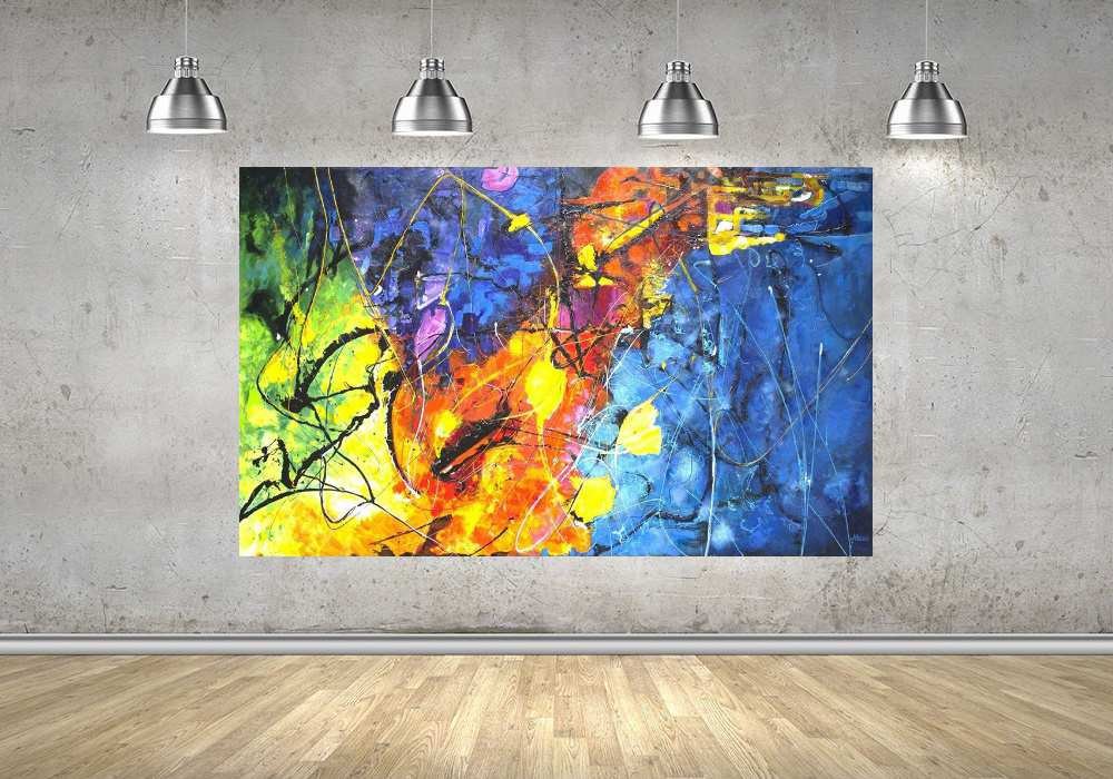 Quadro Pintura Tela Abstrato 2047: 90cm (A) x 150cm (L) - 4