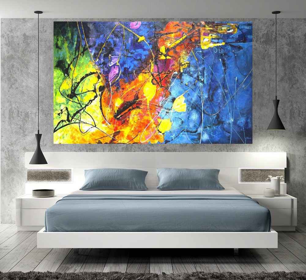 Quadro Pintura Tela Abstrato 2047: 90cm (A) x 150cm (L) - 5