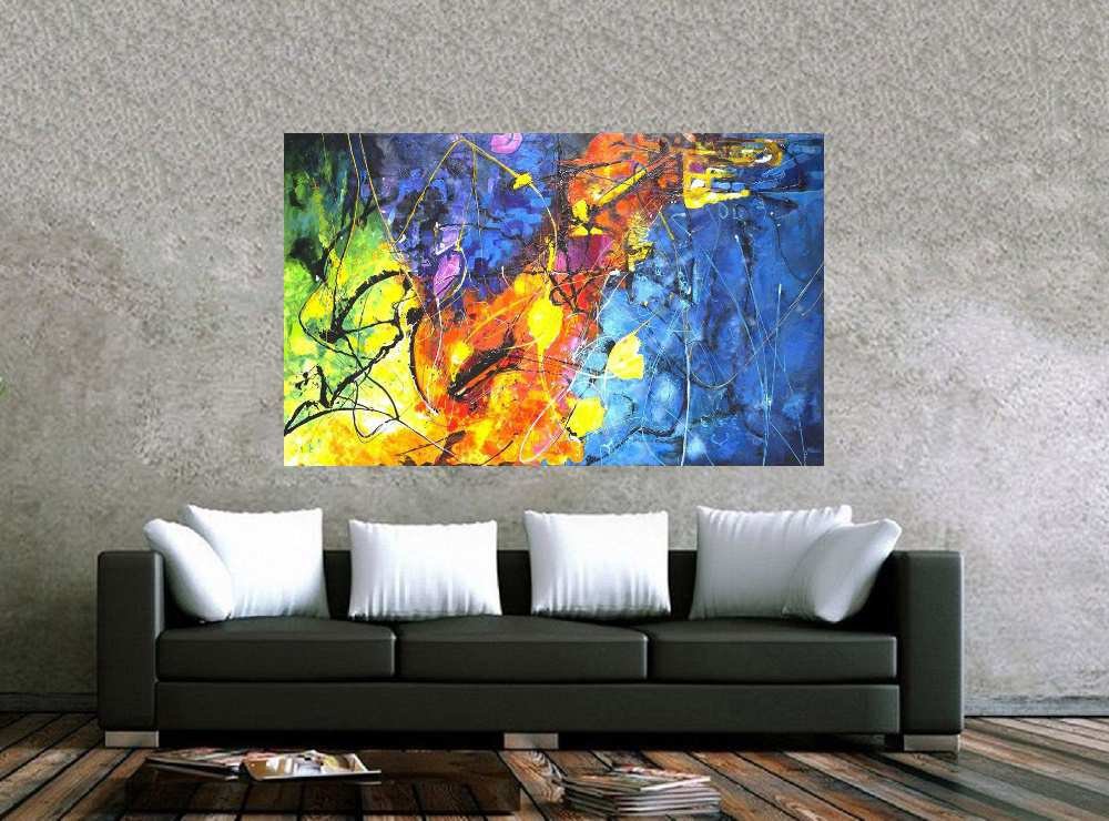Quadro Pintura Tela Abstrato 2047: 90cm (A) x 150cm (L) - 2