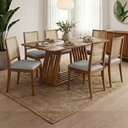 Ver imagem 2 de Mesa de Jantar Pitaia com 6 Cadeiras Estofadas Carambola Linho Cinza Natuem