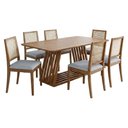 Ver imagem 1 de Mesa de Jantar Pitaia com 6 Cadeiras Estofadas Carambola Linho Cinza Natuem