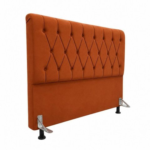Cabeceira de Cama Box Queen Mallu Estofada em Veludo Terracota 160cm Click Home