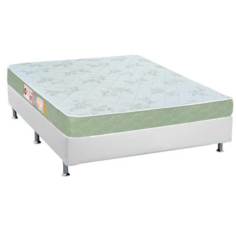 Cama Box Casal Colchão Espuma Castor D33 Sleep Max + Base CRC Courano White(138x188)
