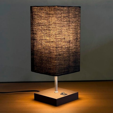 Abajur Luminaria de Mesa Quadrado Mdf Interruptor Ref 49 Decoração Casa Sala Quarto Escritório