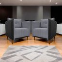 Ver imagem 2 de Kit 2 Poltronas Decorativas para Sala e Recepção Aviv Corino e Linho Premium Cores