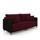 Ver imagem 5 de Sofá Montecarlo 3 Lugares 252cm Veludo/pu Bordô/preto