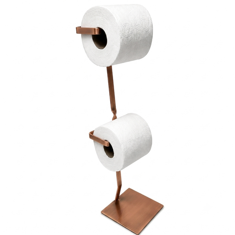 Suporte de Papel Higiênico Cobre Premium de Chão Turim Barra Chata Reforçado para Banheiros