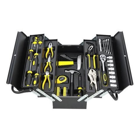 Conjunto de Ferramentas com 62 Peças em Caixa de Metal Sanfonada