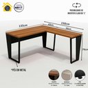 Ver imagem 7 de Escritório Completo Mesa em L Cadeira e Estantes Industriais Cor:nogal com Preto