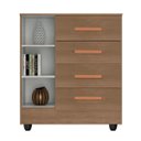 Ver imagem 2 de Cômoda Sapateira para Quarto 1 Porta 4 Gavetas Lisa Carvalho Oak