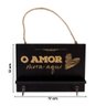 Porta Chaves em Madeira 12 X 17cm com Frase o Amor Mora Aqui - 3
