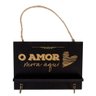 Porta Chaves em Madeira 12 X 17cm com Frase o Amor Mora Aqui - 1