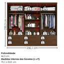 Ver imagem 3 de Guarda Roupa Casal 6 Portas com Espelho Mari 230 cm Jacaranda Zanz