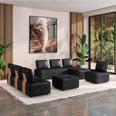 Ver imagem 1 de Sofá Liphis Sala de Estar Modulado Moderno Pés de Madeira Pu Preto G45 - Gran Belo