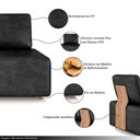 Ver imagem 3 de Sofá Liphis Sala de Estar Modulado Moderno Pés de Madeira Pu Preto G45 - Gran Belo