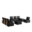 Ver imagem 2 de Sofá Liphis Sala de Estar Modulado Moderno Pés de Madeira Pu Preto G45 - Gran Belo