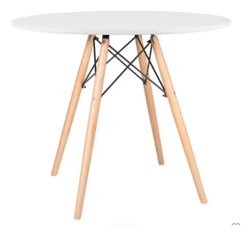 Mesa Redonda Eames Eiffel Wood 90 Cm Branca - 5