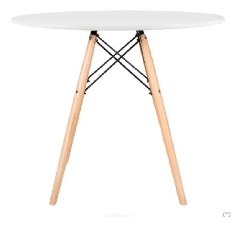 Mesa Redonda Eames Eiffel Wood 90 Cm Branca - 3