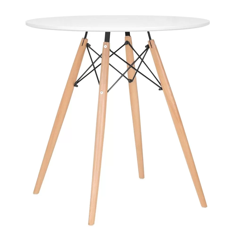 Mesa Redonda Eames Eiffel Wood 90 Cm Branca