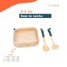 Kit Bowl de Bambu e Utensílios para Salada 3 Pç Preto -oikos - 2