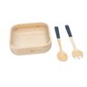 Kit Bowl de Bambu e Utensílios para Salada 3 Pç Preto -oikos - 1