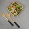 Kit Bowl de Bambu e Utensílios para Salada 3 Pç Preto -oikos - 5