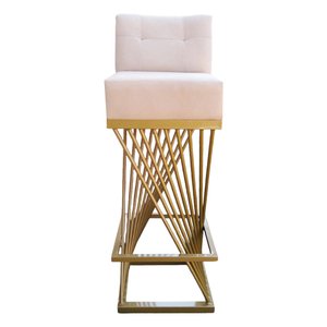 Banqueta Luma Base de Ferro Sued Bege - D'classe Decor