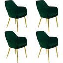 Ver imagem 1 de Kit 4 Cadeiras Poltrona Lines Base Dourada Recepção Sala Suede - Verde