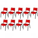 Ver imagem 1 de Cadeira Iso Base Preto Escola, Escritório Vermelho Kit 9 Un