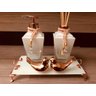 Kit Lavabo Rose Gold Branco Sabonete Difusor Enfeite Luxo - 1
