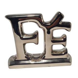 Escultura Fé Cerâmica Prata