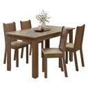 Ver imagem 2 de Conjunto Sala de Jantar Avelã Mesa Tampo de Vidro 4 Cadeiras Rustic/Crema/Sintético Bege Madesa