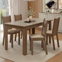 Ver imagem 1 de Conjunto Sala de Jantar Avelã Mesa Tampo de Vidro 4 Cadeiras Rustic/Crema/Sintético Bege Madesa