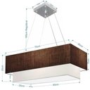 Ver imagem 2 de Lustre Pendente Retangular Vivare Md-4138 Cúpula em Tecido 70x30cm X 60x25cm - Bivolt Café-branco