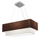 Ver imagem 1 de Lustre Pendente Retangular Vivare Md-4138 Cúpula em Tecido 70x30cm X 60x25cm - Bivolt Café-branco