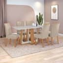 Ver imagem 1 de Conjunto Sala de Jantar Mesa Easy Pop 170x90cm Tampo Vidro/mdf com 6 Cadeiras Confort Veludo