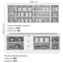 Ver imagem 4 de Cozinha Modulada 9 Pecas 240 Cm Ce856 Americana Branco Calcare Henn