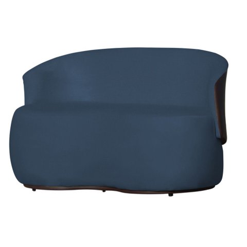 Poltrona Namoradeira Sofá Orgânico 2 Lugares Beatriz Composê Corino Marrom - Suede Azul Royal